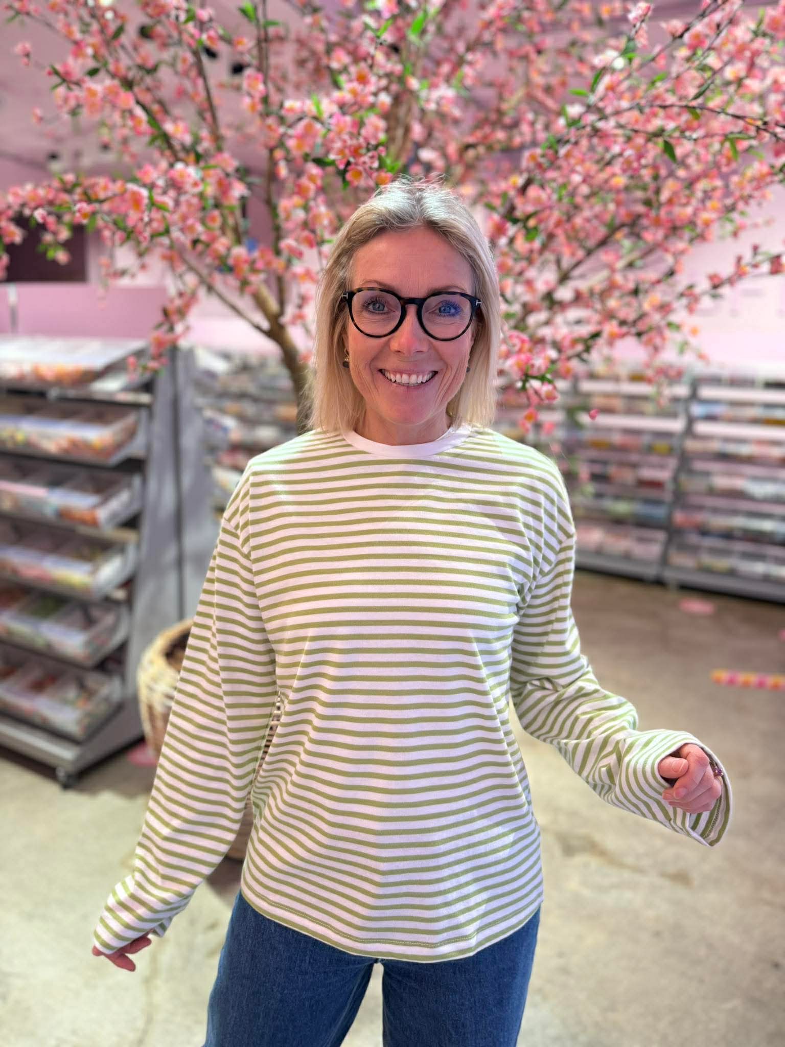 PCSADIE T-Shirt - lysegrøn strib